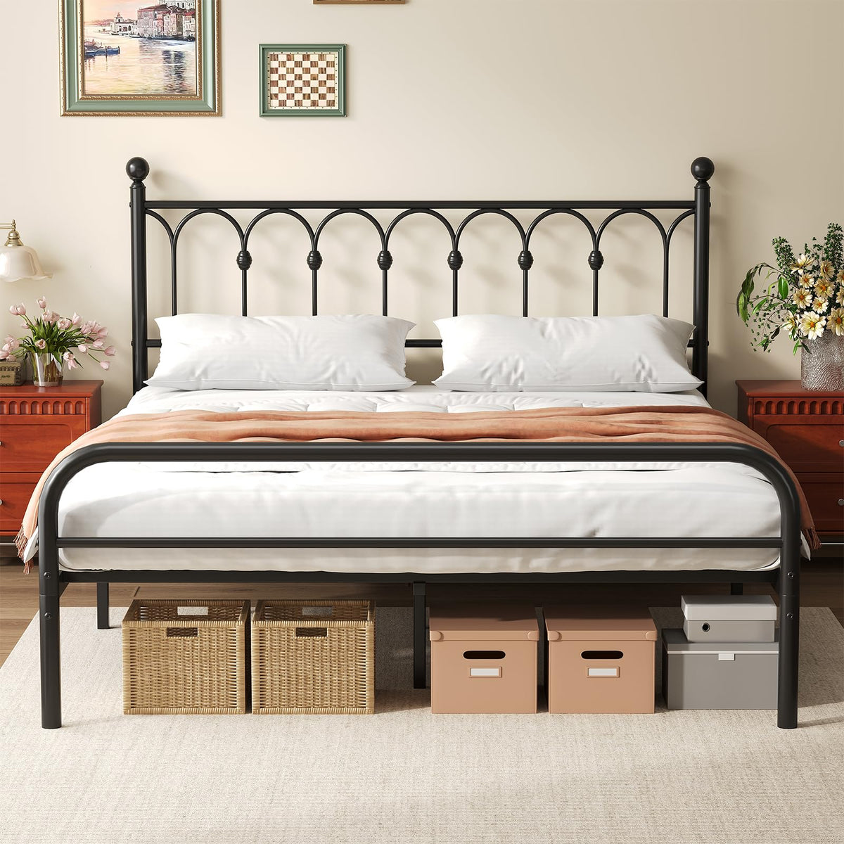 Queen Metal Bed Frame with Headboard T9260