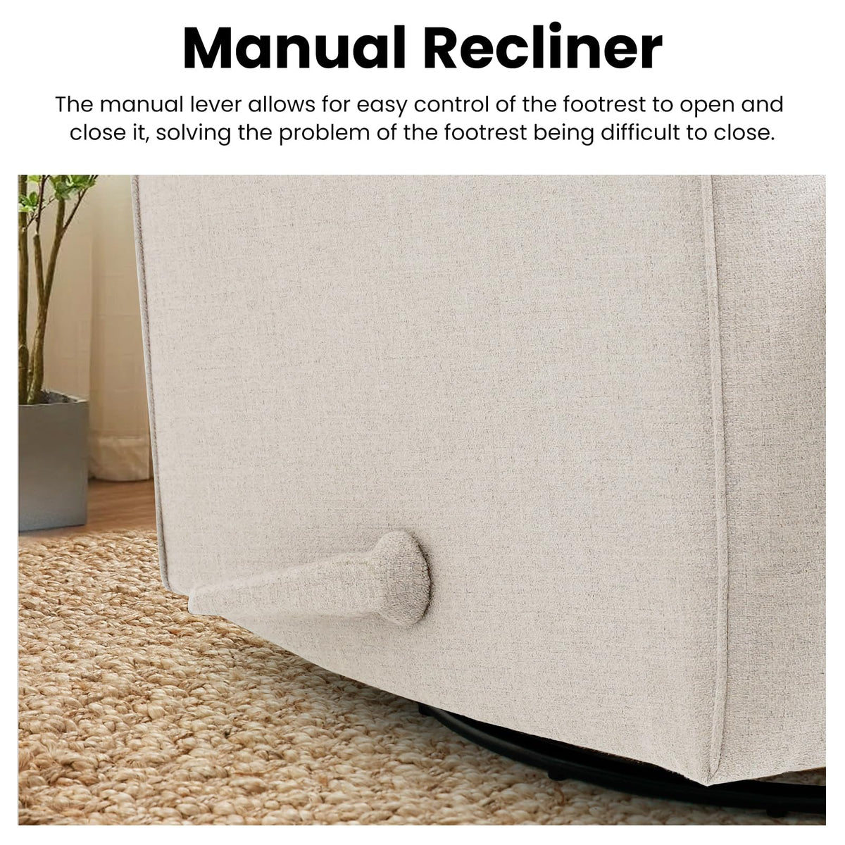 Beige Swivel Rocker Recliner Chair I64682
