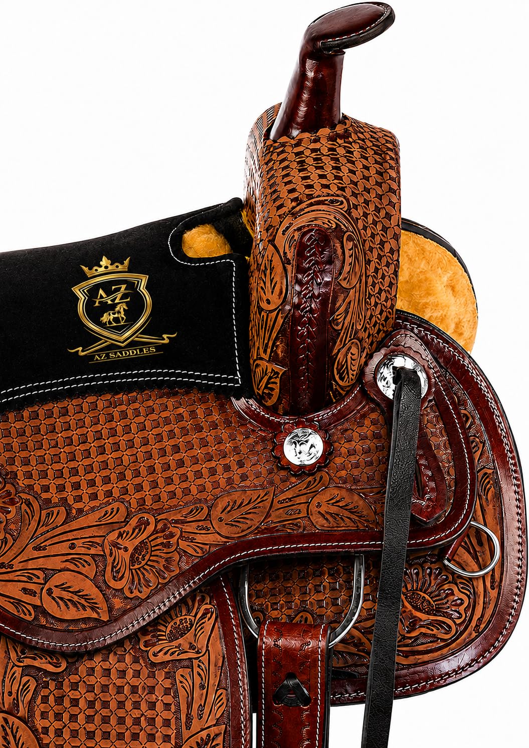 Hand Tooled Western Trail Saddle Set Premium Leather 10-18" S18869