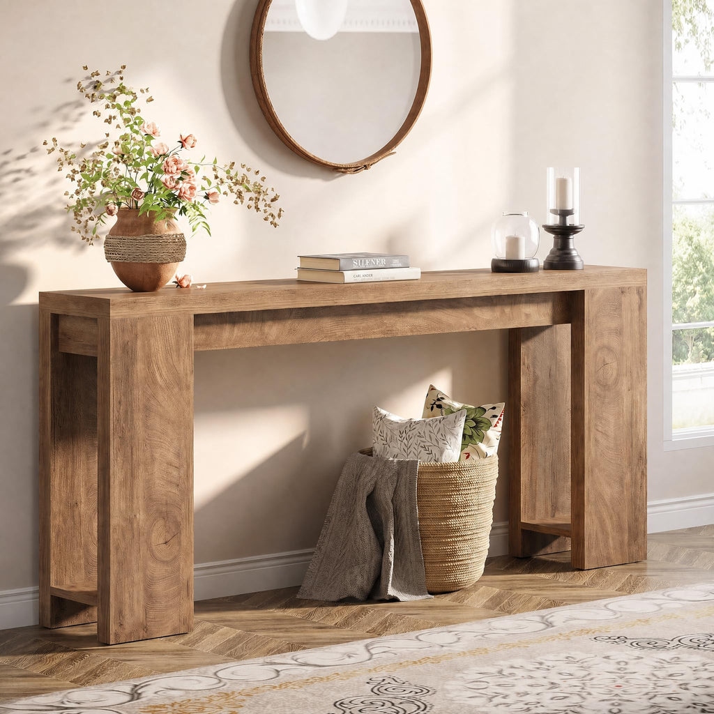 70.9-Inch Light Brown Console Table C4881