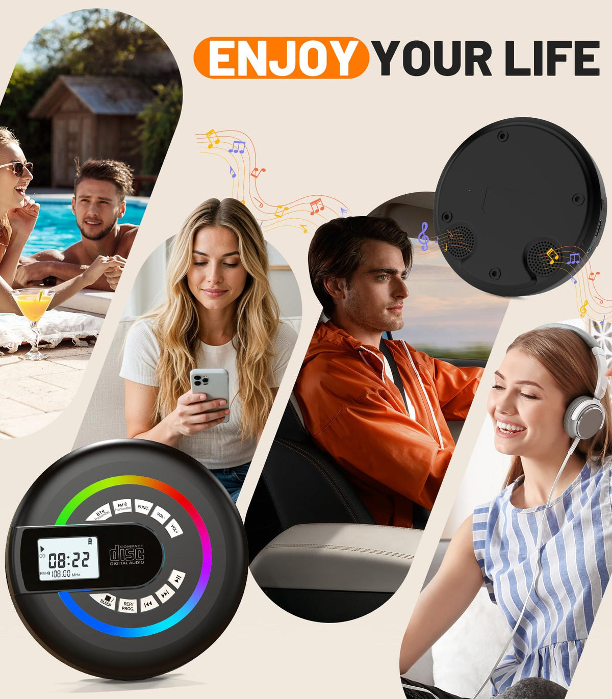 Portable CD Player with Speaker Bluetooth W402981