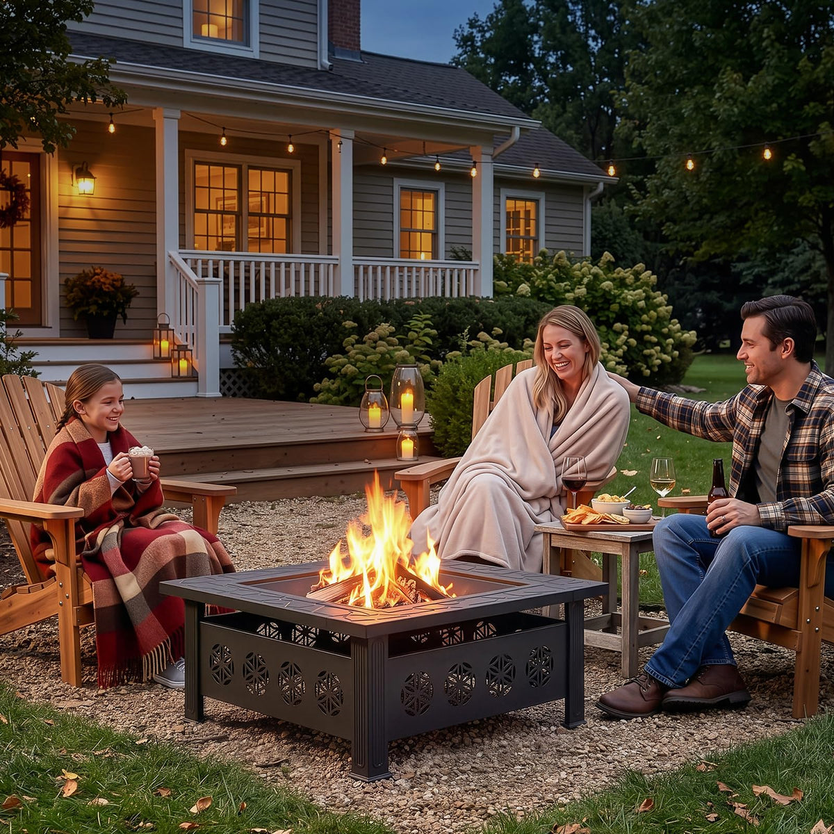 32 Inch Square Wood Burning Fire Pit Table A15671