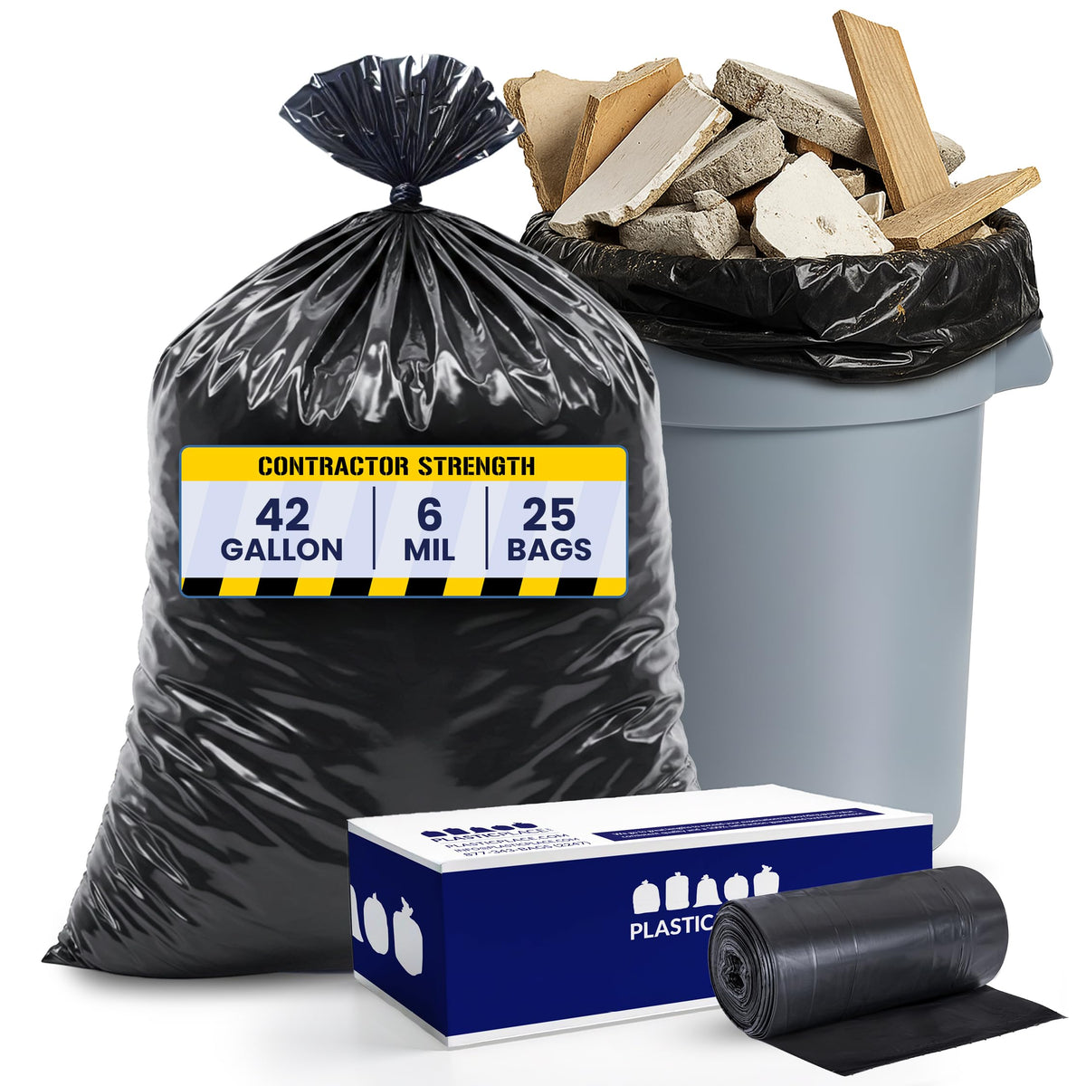42 Gallon Black Heavy Duty Trash Bags 25 Count U303209