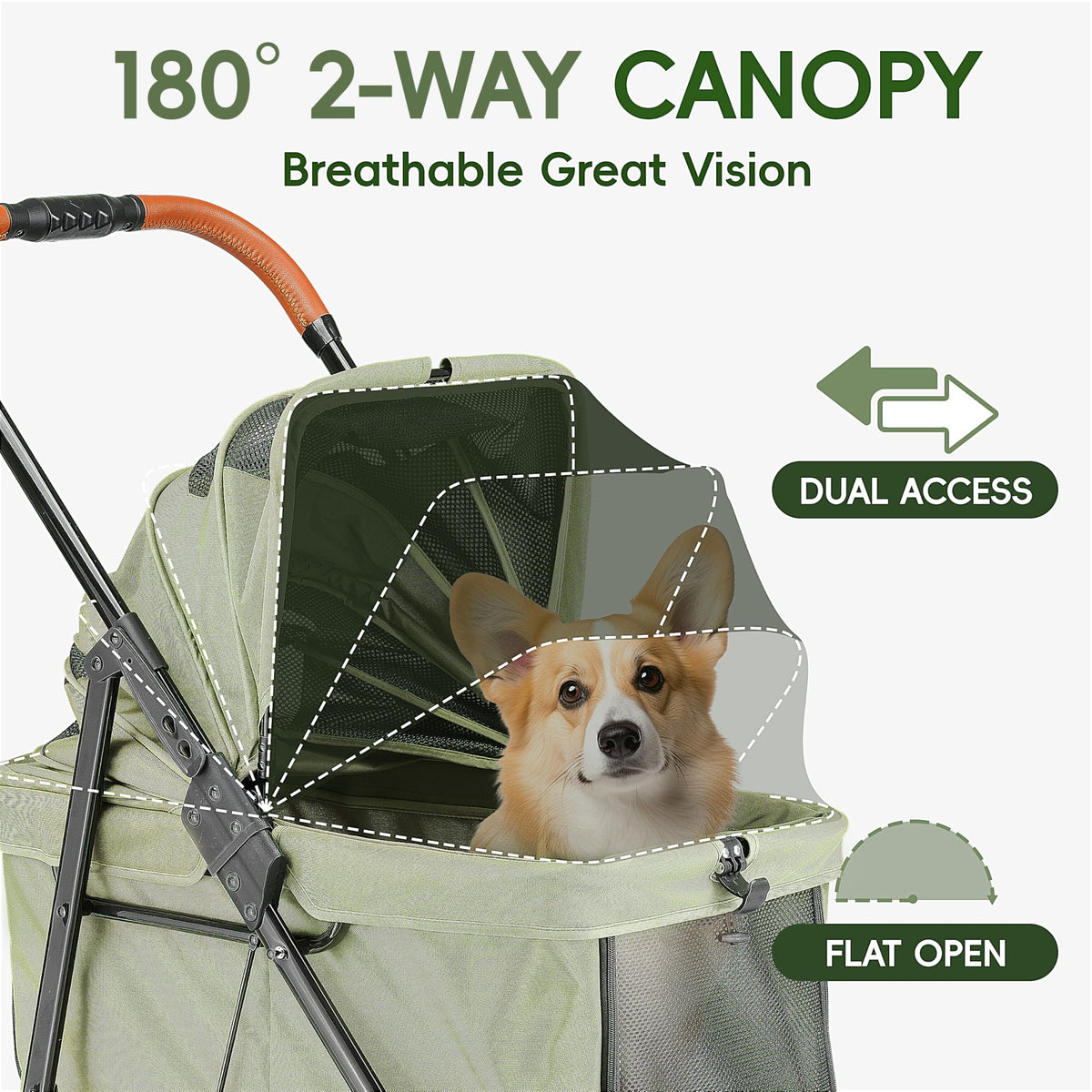 Foldable Pet Stroller Green Y81864