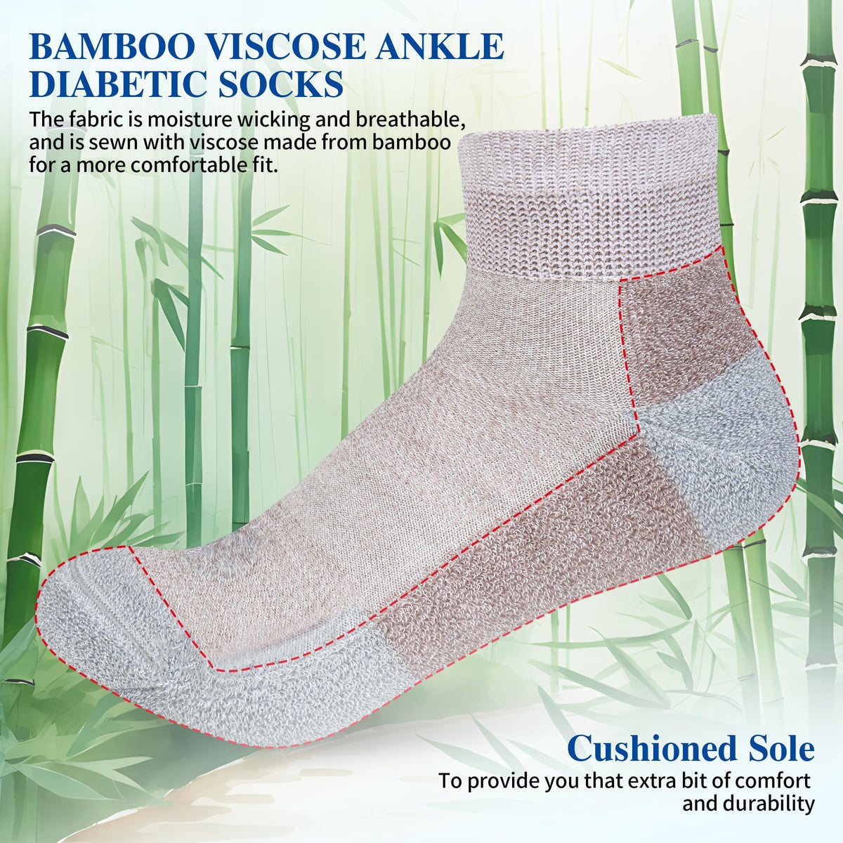 Diabetic Socks for Men, 10 Pairs Ankle & Low Cut Size 9-15 Q747