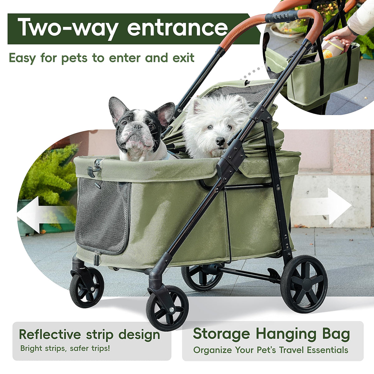 Foldable Pet Stroller Green Y81864