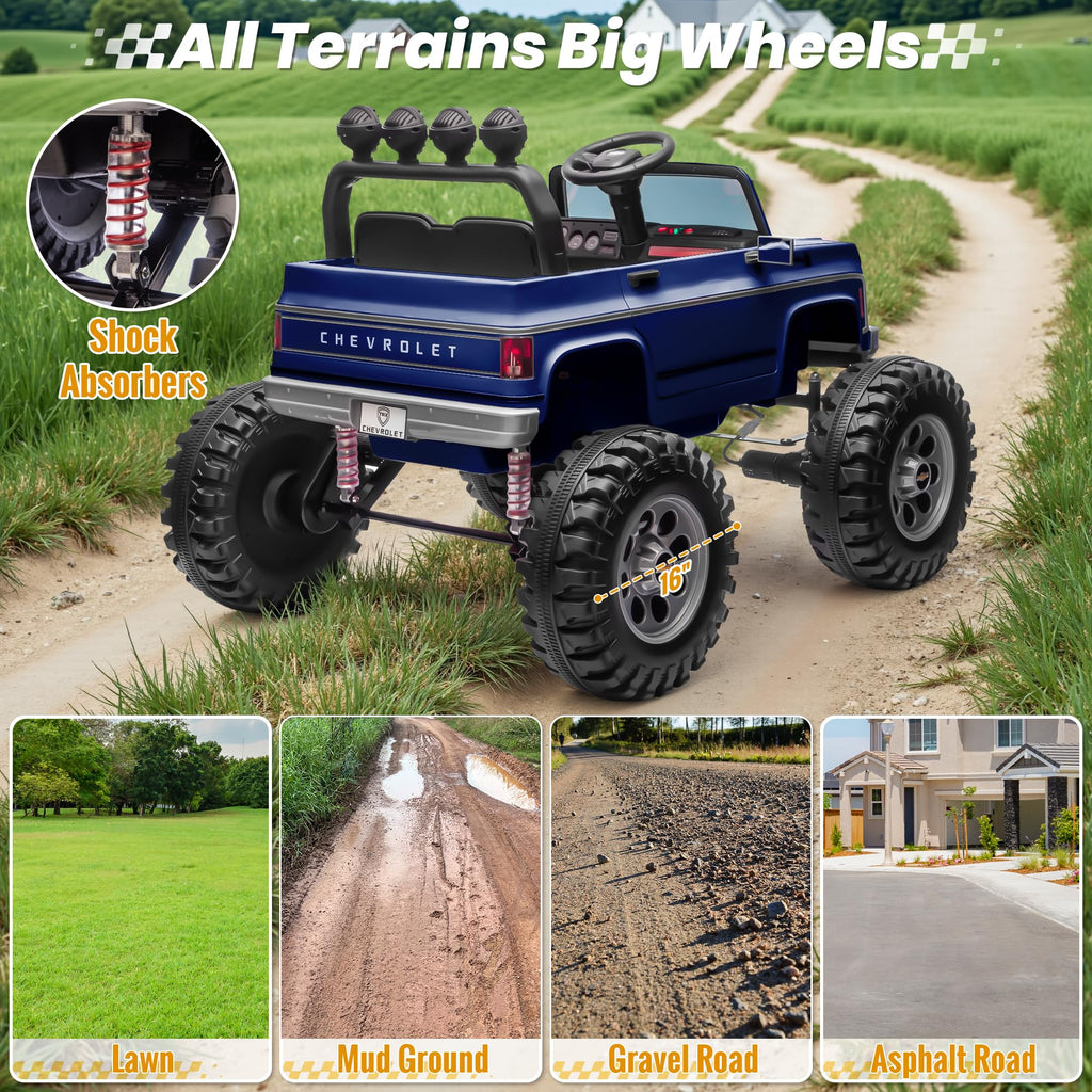 24V Blue 4WD Ride on Monster Truck Car X3690
