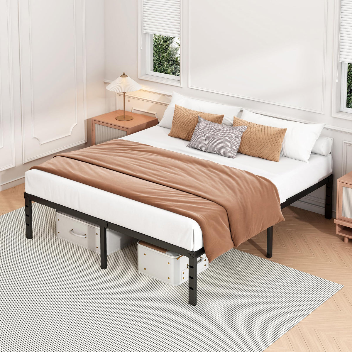 18 Inch Full Bed Frame with Under Bed Storage, Black J587570
