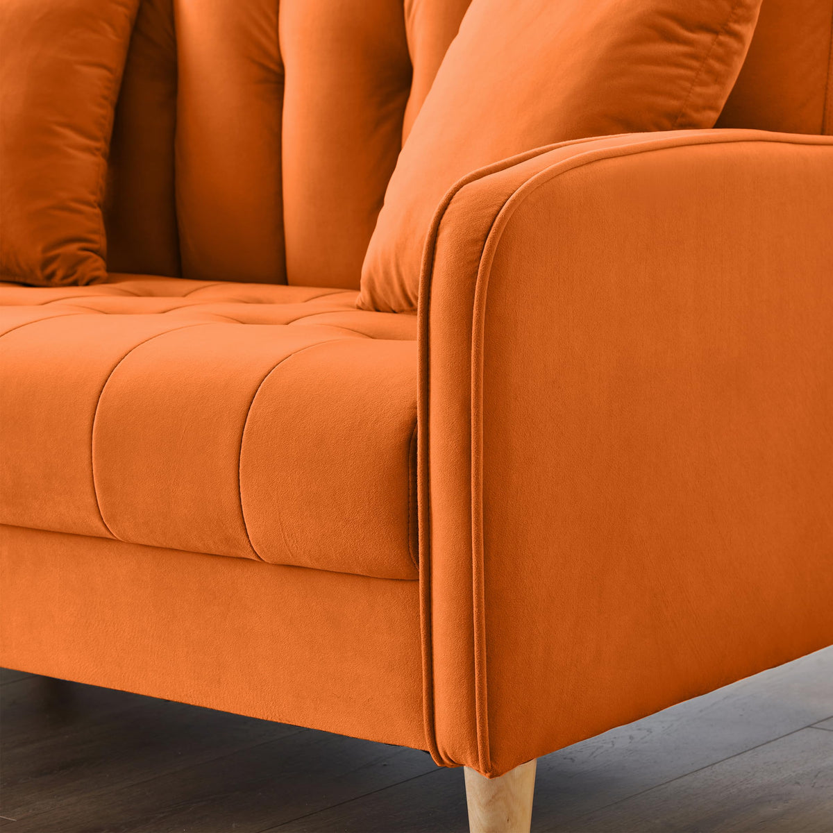 Orange Velvet Tufted Loveseat Sofa K7180