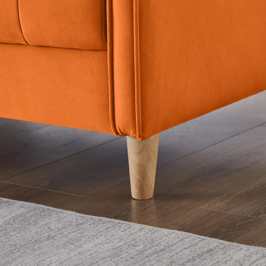 Orange Velvet Tufted Loveseat Sofa K7180