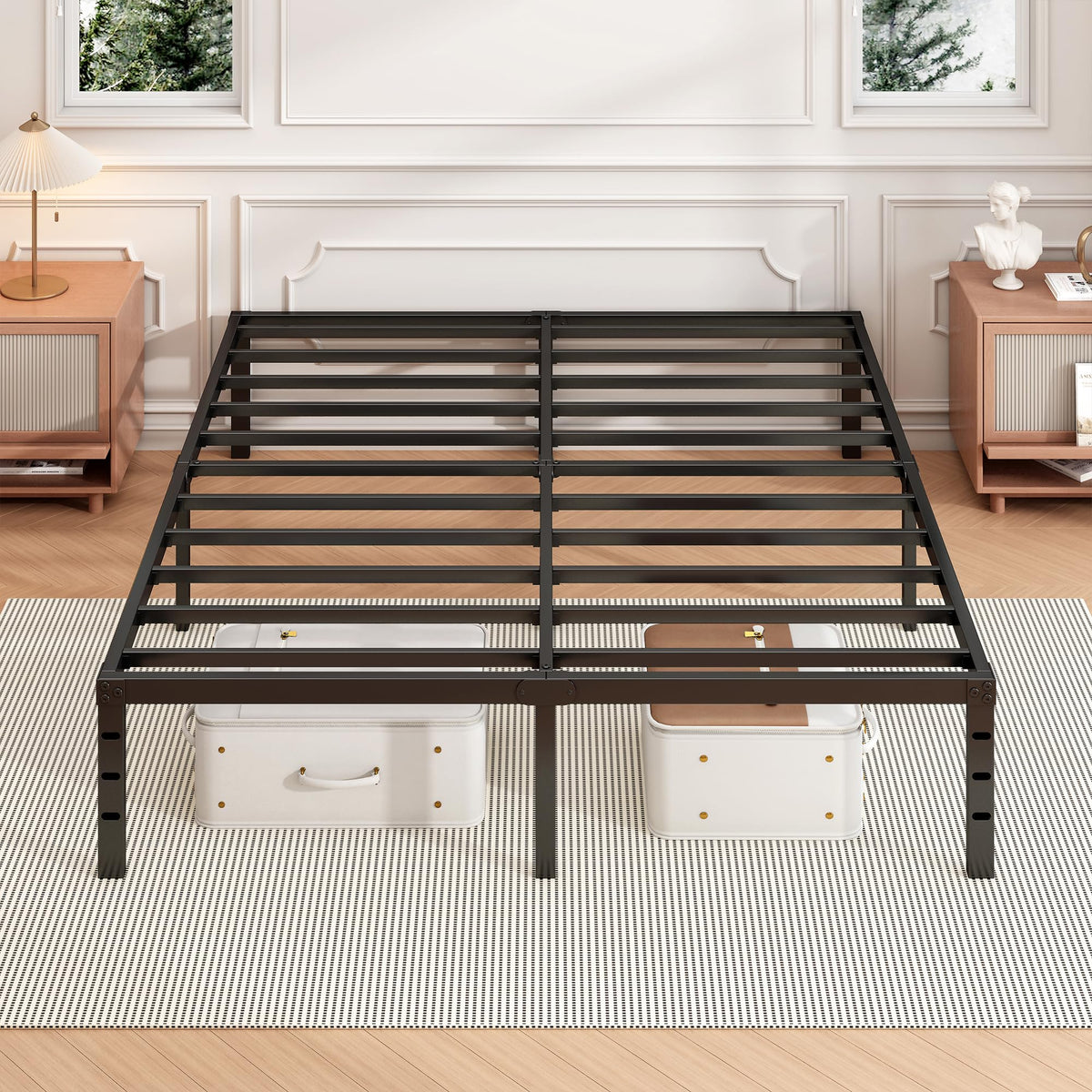 18 Inch Full Bed Frame with Under Bed Storage, Black J587570