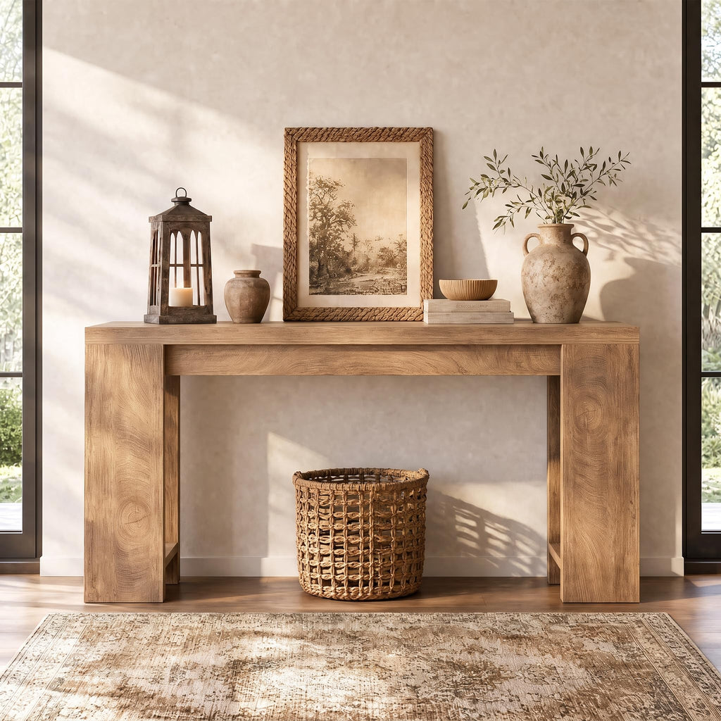 70.9-Inch Light Brown Console Table C4881