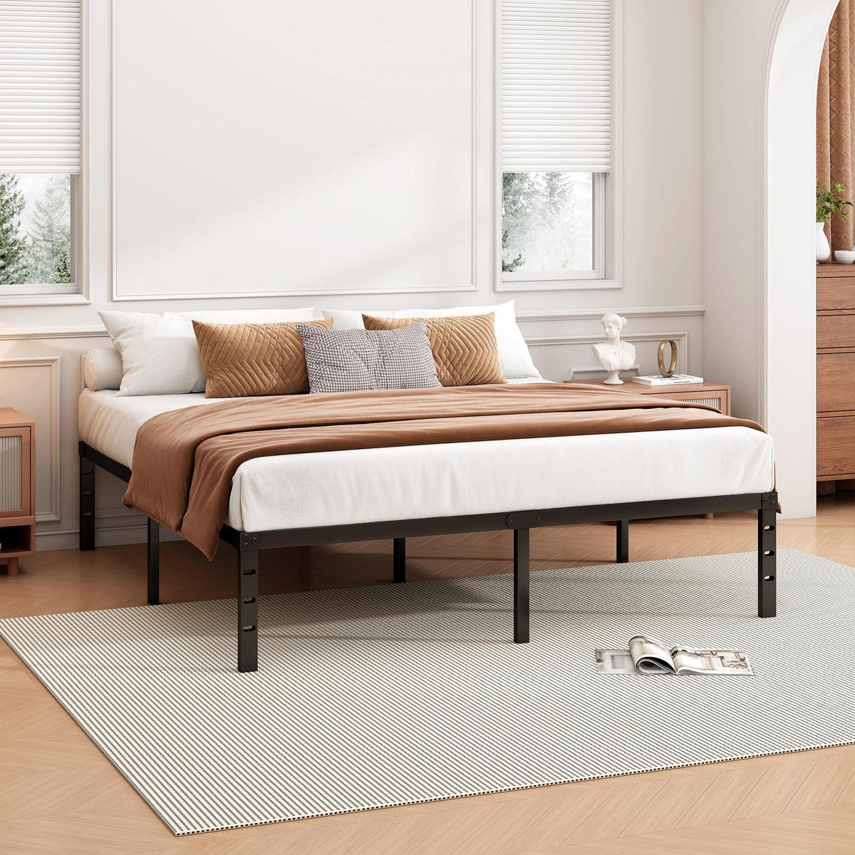 18 Inch Full Bed Frame with Under Bed Storage, Black J587570