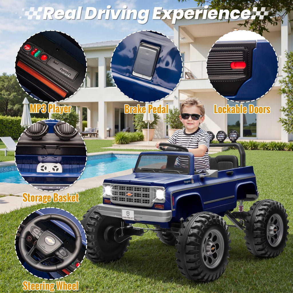 24V Blue 4WD Ride on Monster Truck Car X3690